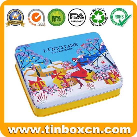 Stylish Rectangle Gift Box Tin Case Christmas Metal Tin for Promotional Festival Storage Container